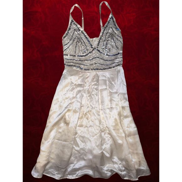 VTG Y2K Size 3 100% Silk Guess Sequin Party Dress - Picture 1 of 6